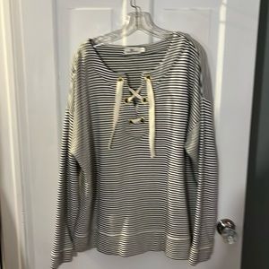 Vineyard Vines Women’s Lace-up Striped Terry Pullover Size XL